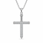 گردنبند آویزدار طرح صلیب تمام‌نگین با طراحی میخ کلاسیک (Nail Cross)