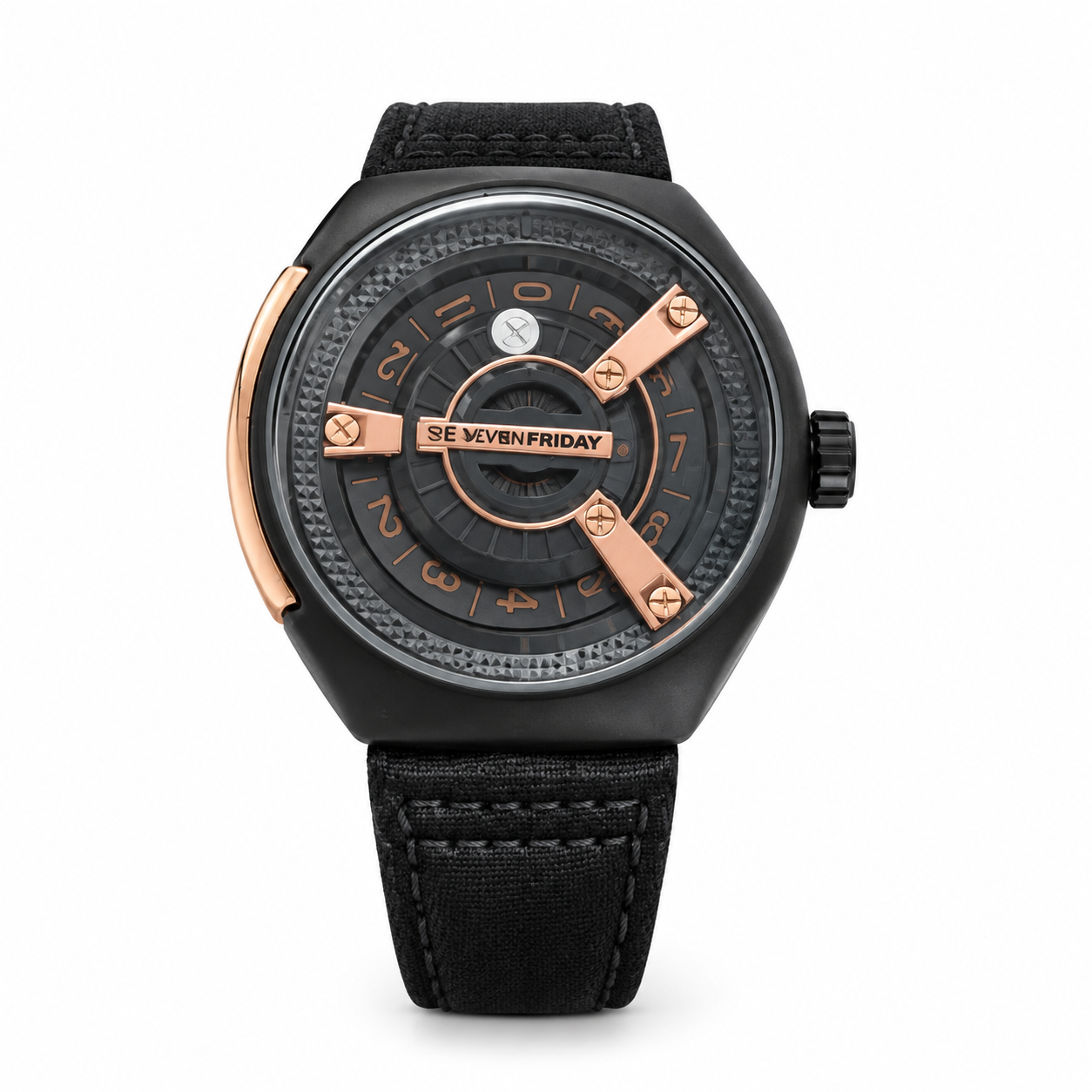 ZEIElfPHBJj1pZIsGRm63JjGZLc-RnCF9VHPSCKQWx3ZlpsFEg ساعت مچی مردانه طرح سون فرایدی (SevenFriday) | قاب صنعتی و صفحه دیسکی با بند برزنتی / کانوِس - تصویر 1